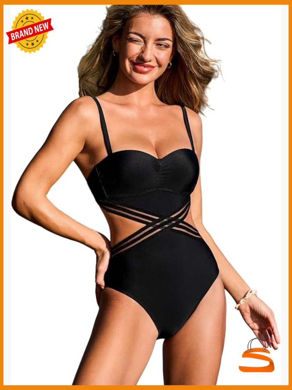 Women's One Piece Swimsuit Cutout Monokini Sweetheart Neck Ruched Bathing Suit